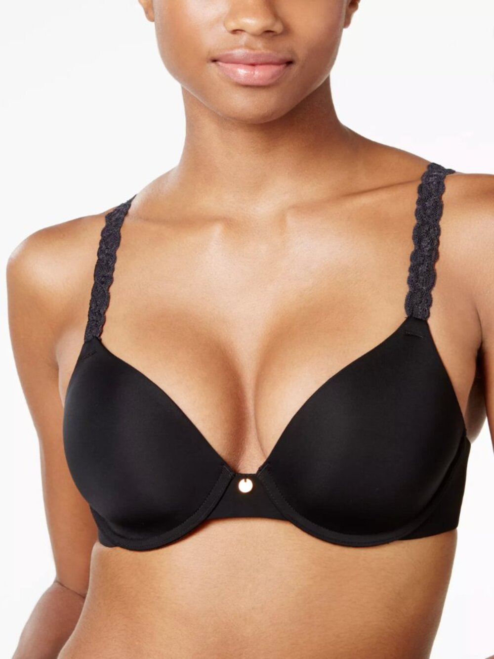 Natori Pure Luxe Custom Coverage Contour Underwire Black Bra Women's Size 36DD !